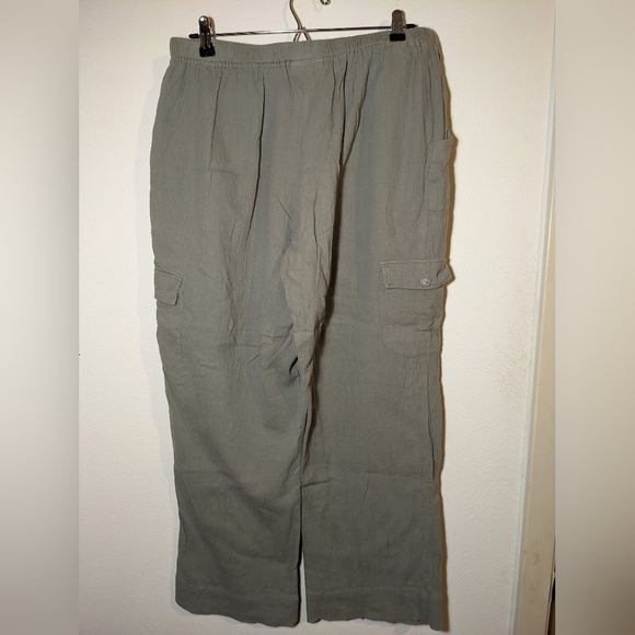 Soft Surroundings gauze cotton wide leg cargo pants - Picture 1 of 5